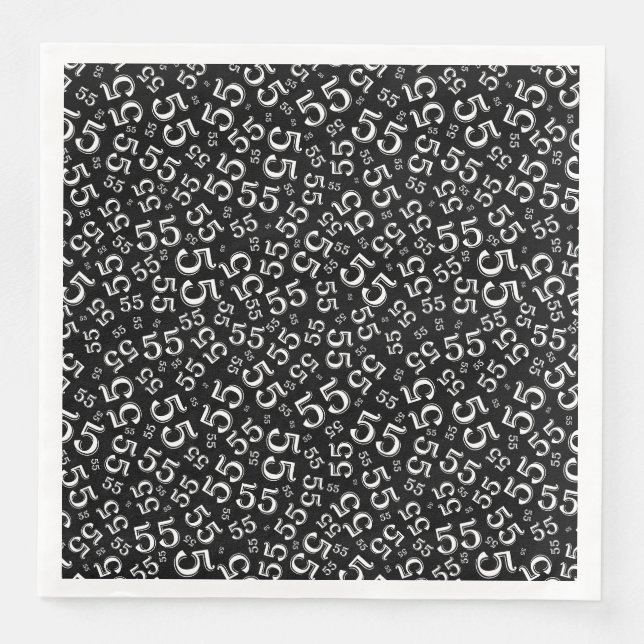 55th Age Random Number Pattern Black/White Napkin (Front)