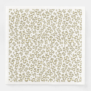 55th Age Random Number Pattern Gold/White Napkin