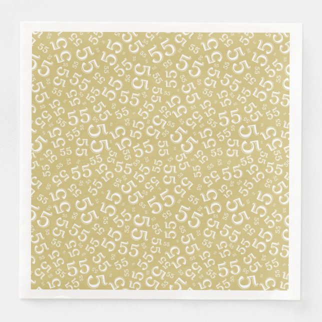 55th Age Random Number Pattern Gold/White Paper Napkin (Front)
