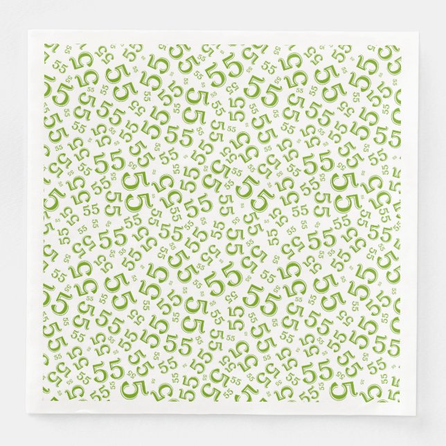 55th Age Random Number Pattern Green/White Napkin (Front)