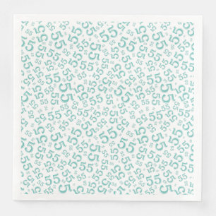 55th Age Random Number Pattern Teal/White Napkin