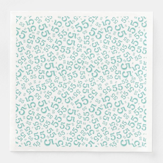 55th Age Random Number Pattern Teal/White Napkin (Front)