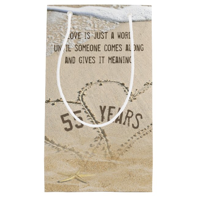 55th Anniversary Beach Hearts and Starfish Small Gift Bag (Front)