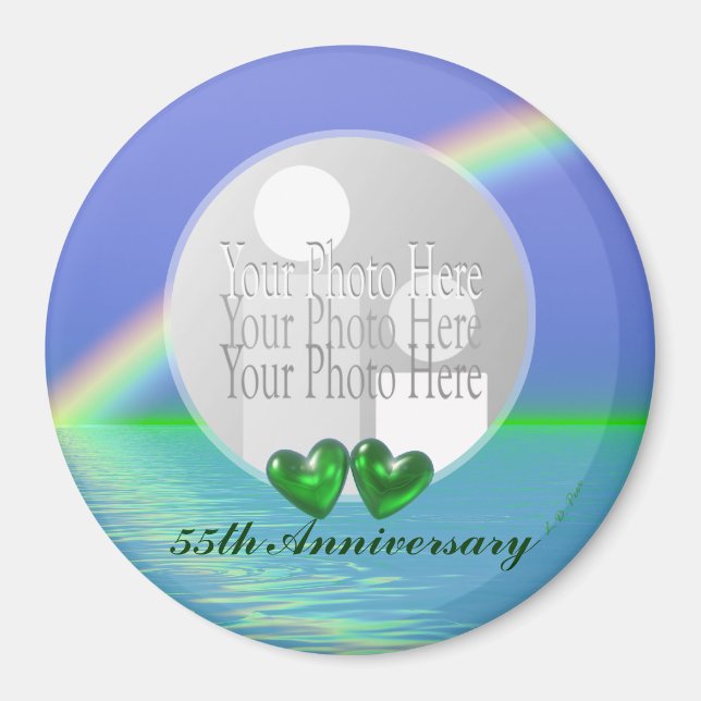 55th Anniversary Emerald Hearts for photo Magnet (Front)