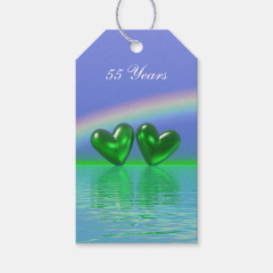 55th Anniversary Emerald Hearts Gift Tags