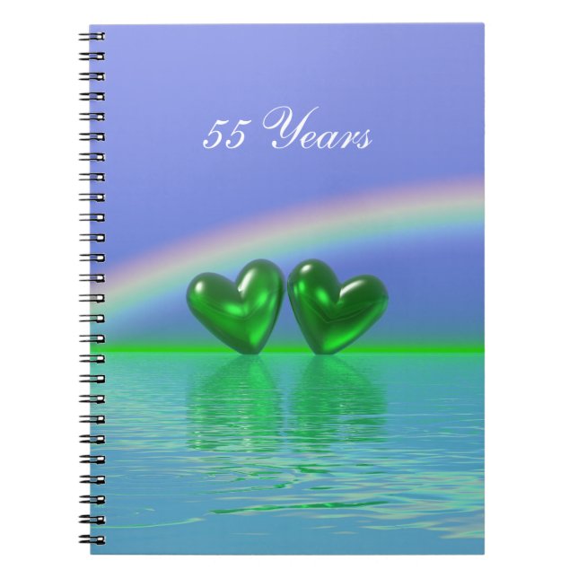 55th Anniversary Emerald Hearts Spiral Notebook (Front)