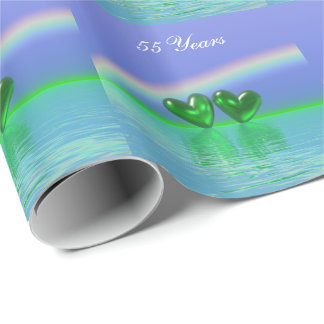 55th Anniversary Emerald Hearts Wrapping Paper