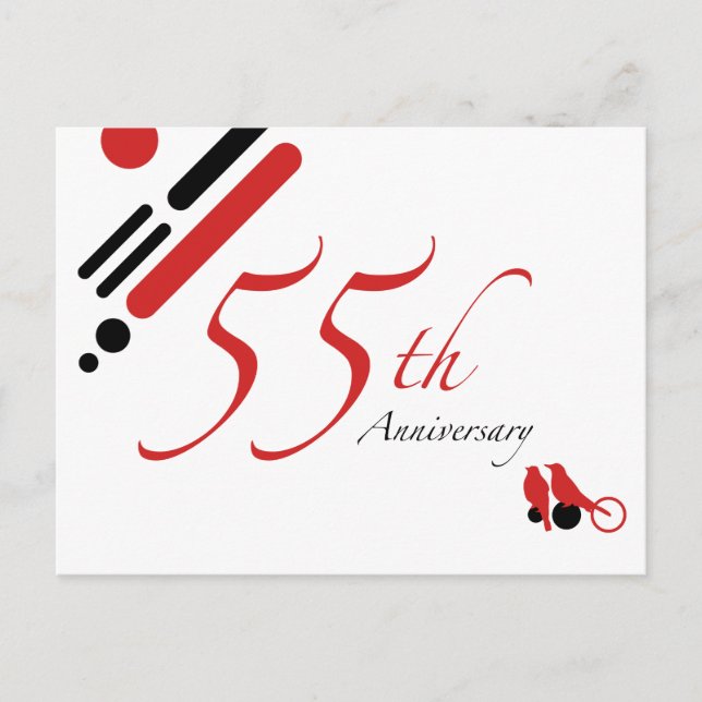 55th Anniversary (mod birds) Postcard (Front)