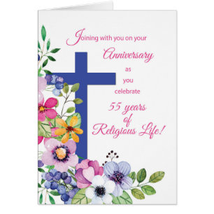 55th Anniversary Nun Religious Life Cross, Flowers