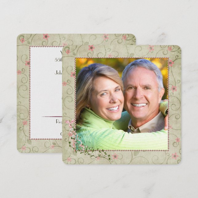 55th Anniversary Party with Photo  Invitation (Front/Back)