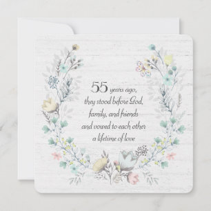 55th Anniversary Wreath On Wood Invitation