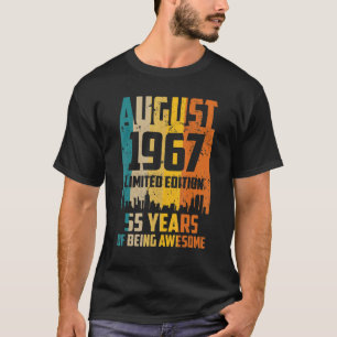 55th Birthday 55 Years Awesome Since August 1967 V T-Shirt