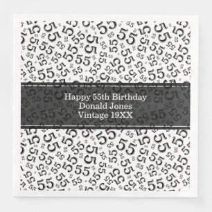 55th Birthday Age Number Pattern Black/White Napkin