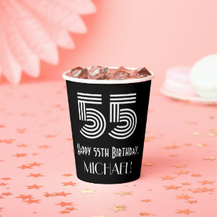 55th Birthday — Art Deco Inspired Look “55”  Paper Cups