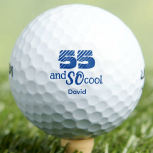 55th Birthday Blue Golfer Gift - 55 and So Cool Golf Balls