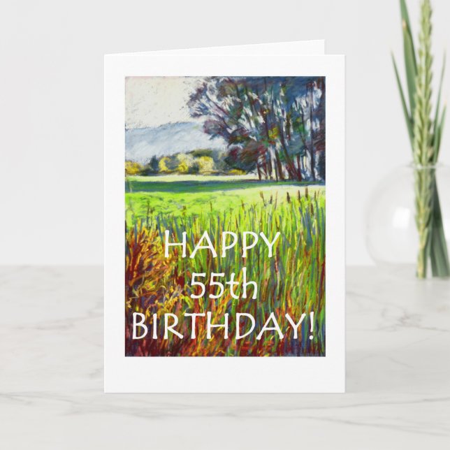 55th Birthday Card - Evening in the Meadows (Front)