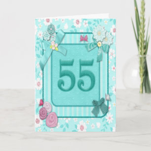 55th birthday card with flowers