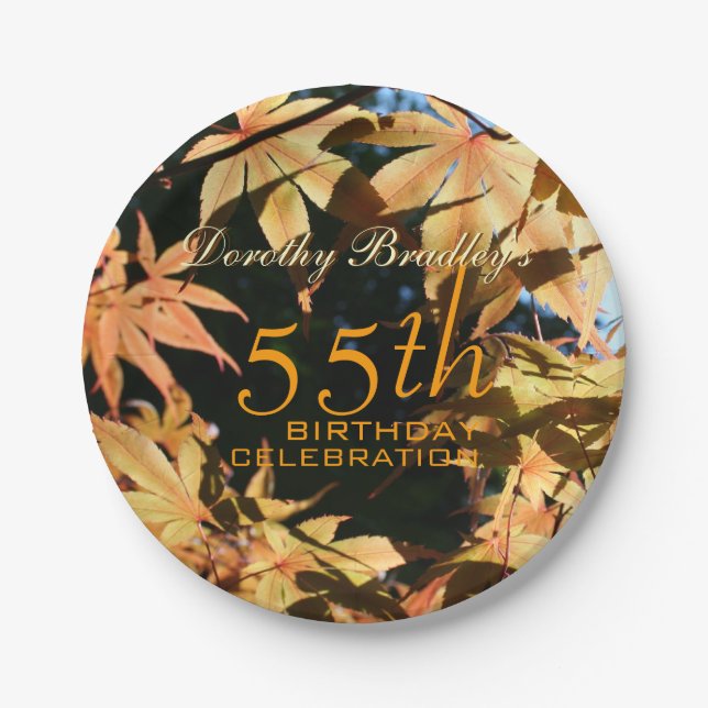 55th Birthday Celebration Autumn Custom P. Plates (Front)