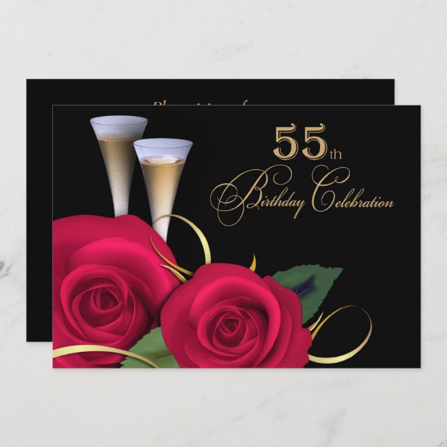55th Birthday Celebration Custom Invitations (Front/Back)