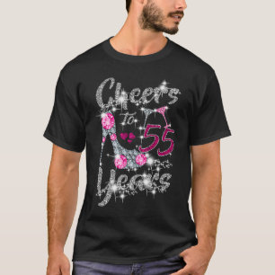 55th Birthday  Cheers To 55 Year Old Wine high hee T-Shirt