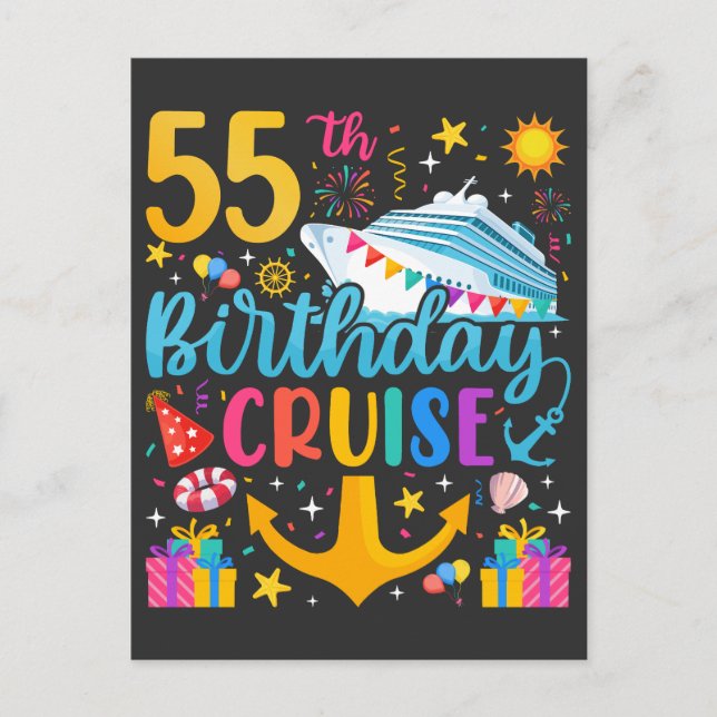 55th Birthday Cruise B-Day Party Postcard (Front)