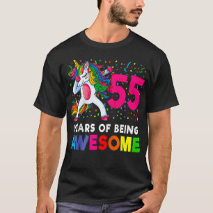 55th Birthday Dabbing Unicorn Party Gift 55 Years  T-Shirt