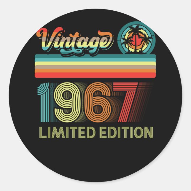 55th Birthday Decorations Men 55 Year Old 1967 Classic Round Sticker (Front)