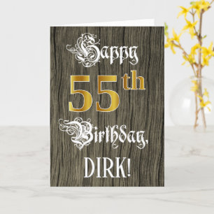 55th Birthday: Faux Gold Look + Faux Wood Pattern Card