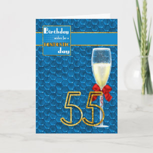 55th Birthday - Geometric Birthday Card Champagne