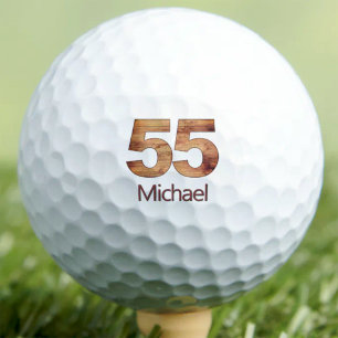 55th Birthday Gift for Dad Wood 55 Custom Name Golf Balls