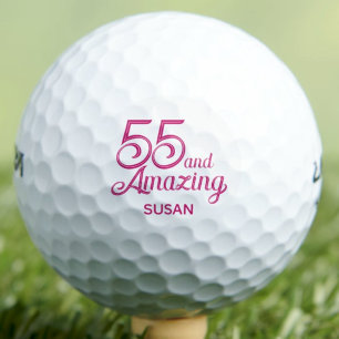 55th Birthday Gift for Mum Pink Elegant Custom Golf Balls