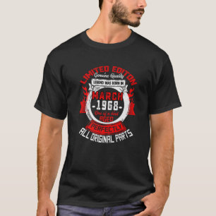 55Th Birthday Gift Legends Born In March 1968 55 Y T-Shirt
