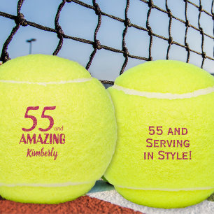 55th Birthday Gift Pink Amazing 55 Years Custom Tennis Balls