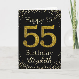 55th Birthday Golden Glitter Card