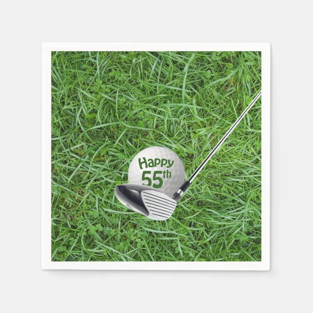 55th Birthday Golf Ball and Club Napkins (Front)