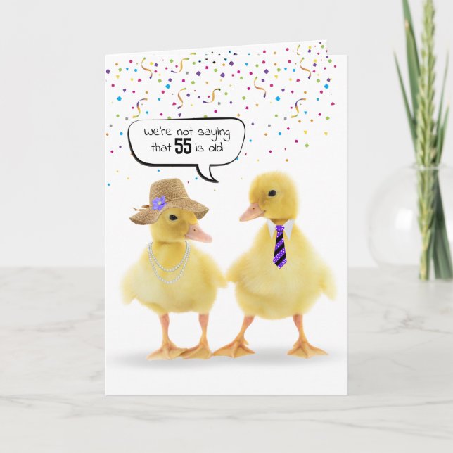 55th Birthday Humour with Ducklings Card (Front)