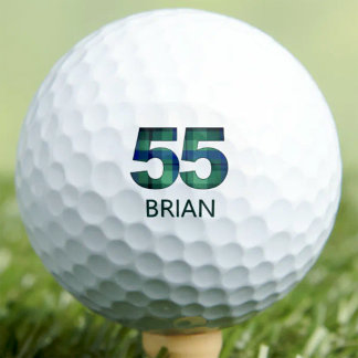 55th Birthday Husband Gift Green Blue Plaid Custom Golf Balls