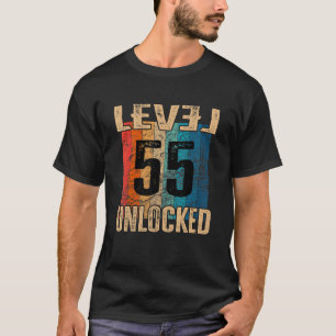 55th Birthday Level Unlocked Vintage Retro T-Shirt