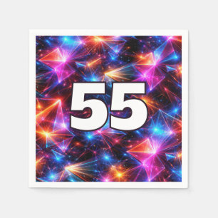 55th Birthday Neon Polygon Abstract  Napkin