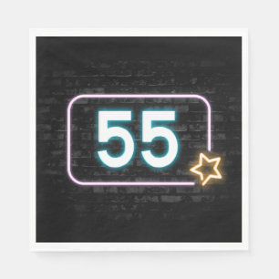 55th Birthday Neon Sign On Brick Napkin