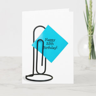55th Birthday note on paper clip Card