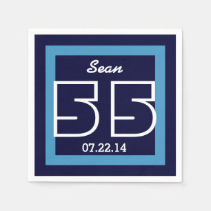 55th Birthday or ANY YEAR V15 NAVY and WHITE Napkin