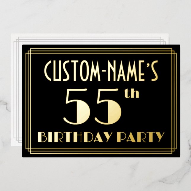 55th Birthday Party: Art Deco Look “55”, w/ Name (Front/Back)
