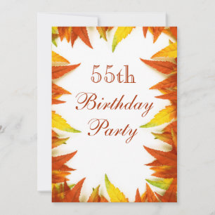 55th Birthday Party Autumn/Fall Leaves Invitation