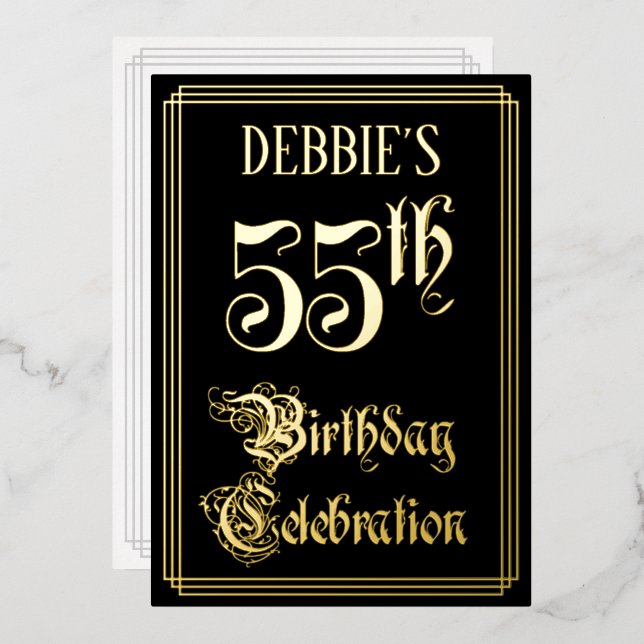 55th Birthday Party — Fancy Script & Custom Name (Front/Back)