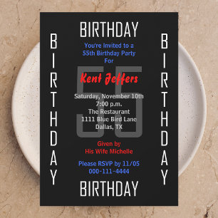 55th Birthday Party Invitation 55
