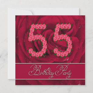 55th birthday party invitation with roses