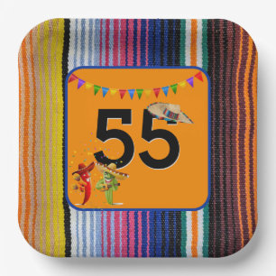 55th Birthday Party Mexican Design Paper Plate