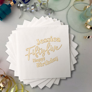 55th Birthday party Twenty five script rose gold Foil Napkins
