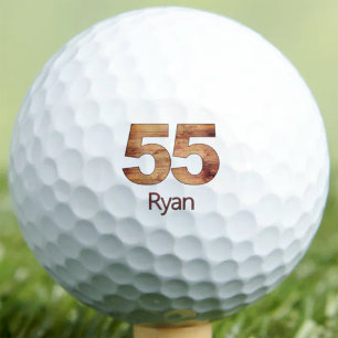 55th Birthday Son Gift Wood 55 Years Custom Name Golf Balls